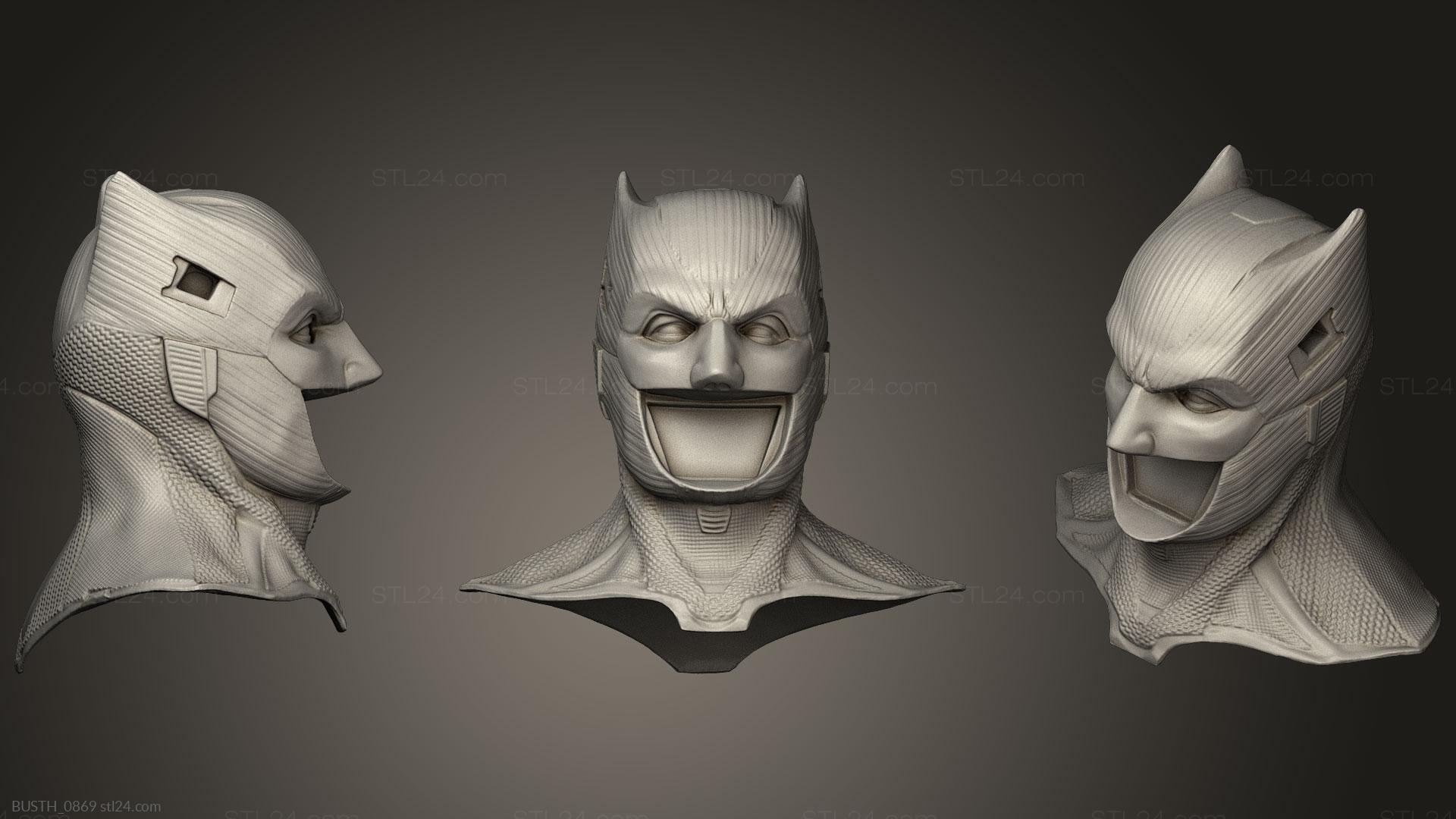 Бюсты монстры и герои (Миниатюрный Бэтмен, BUSTH_0869) 3D модель для ЧПУ станка